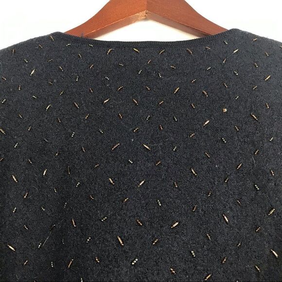 DKNY Vintage Navy Blue 100% Wool Beaded Cardigan Sweater - Picture 12 of 15